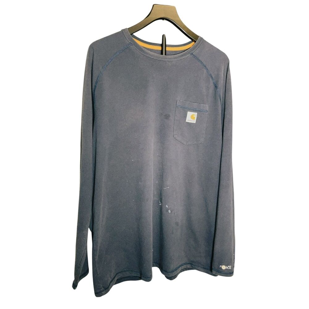 Carhartt Force Long Sleeve Pocket T Shirt Men's XL Relaxed Gray Workwear
